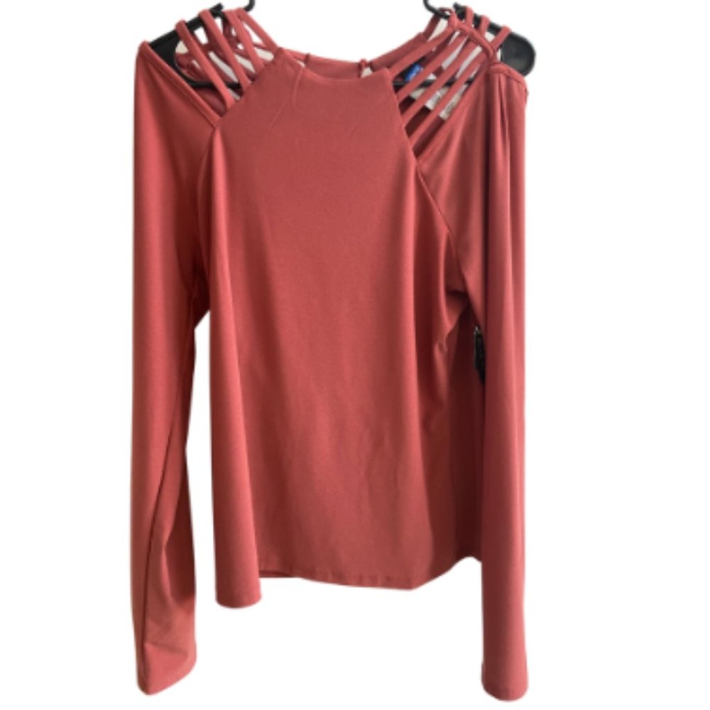 NWT, A.U.W., Rust, Long-Sleeve, Size M, Blouse